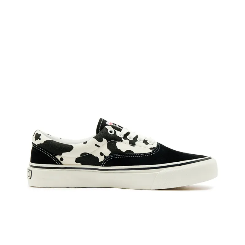 Vision Street Wear Trainers Plus Low Top Skateboard Shoes Unisex Black White Cow Pattern-1