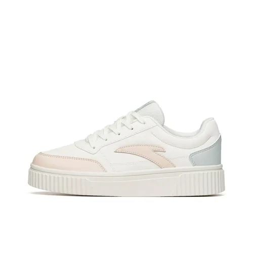 Anta Life Collection Cookie Shoes Anti-Slip Wear-Resistant Low-Top Skateboard Shoes Women's White Brown
