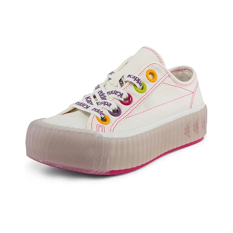 Kappa Abrasion Resistant Low Top Skateboard Shoes Women's White Red-1