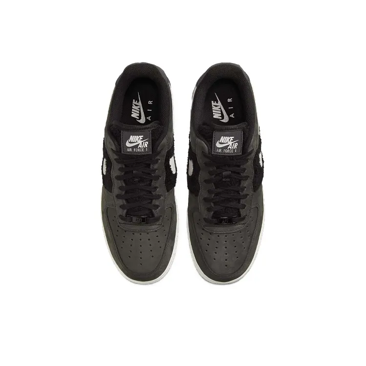 Nike Air Force 1 Low Black Light Bone Faux Fur Women's-3