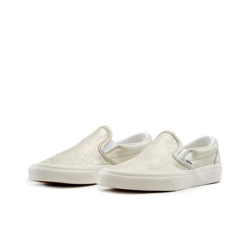 Vans Slip On Cracked Leather Gold Women's-2