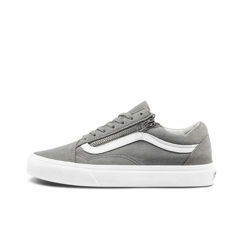 Vans Unisex Old Skool Zip Low Top Sneakers Grey 'Gray White'-0