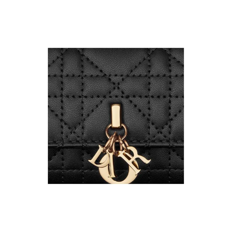 DIOR Sheepskin Wallet Women's Black-2