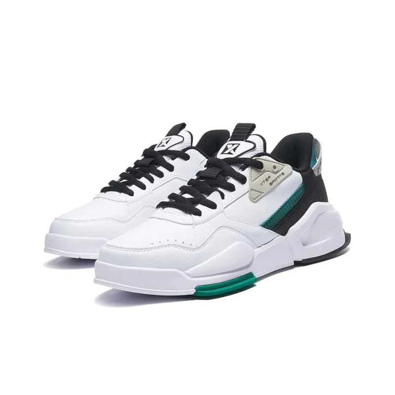 XTEP Anti Slip Wear Resistant Low Top Skateboard Shoes Men's White Black-1
