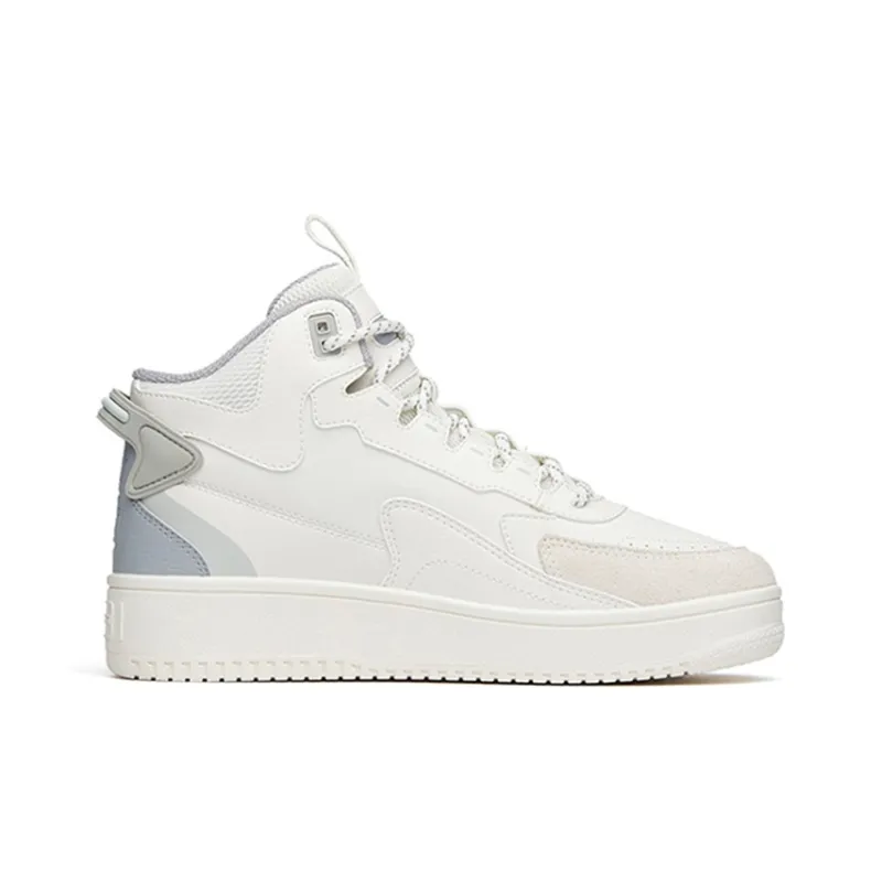 Anta Anti Slip Wear Resistant High Top Skateboard Shoes Women's White Gray-1