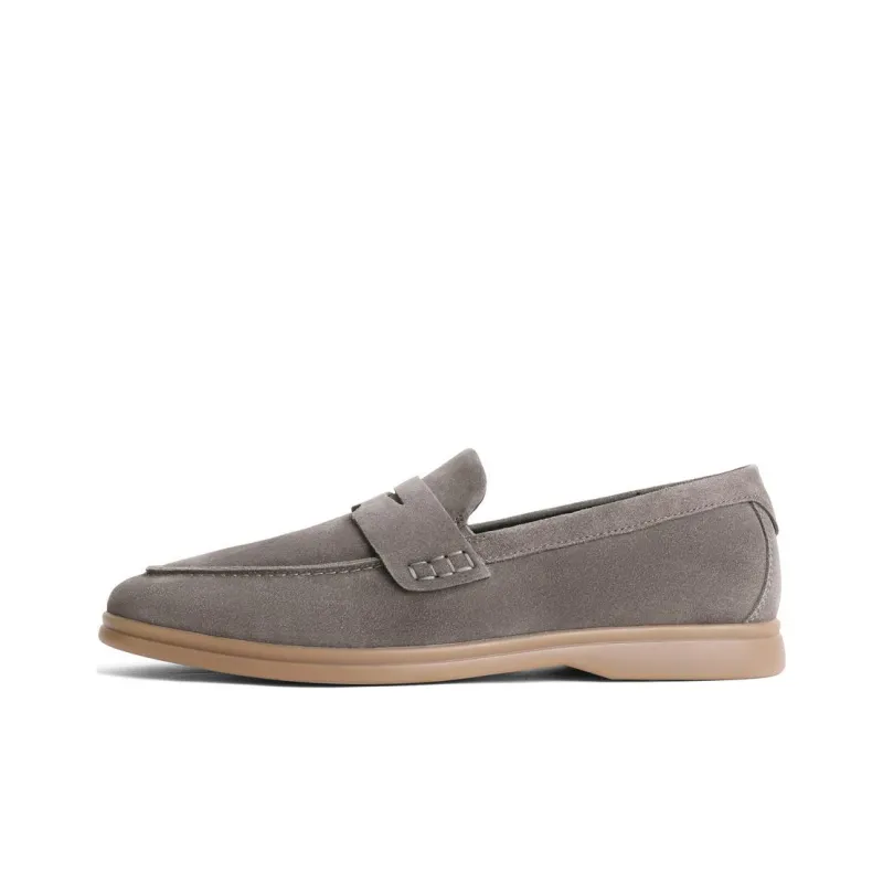 BELLE Dress Shoes Men Low Top Gray/Coffee-5