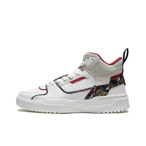 XTEP Cow Turns The World Skateboard Shoes Men High-Top White/Red