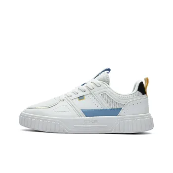 Erke Mulan Drunken Flower Sound Wear resistant And Lightweight Low Top Skateboard Shoes Women's White Blue