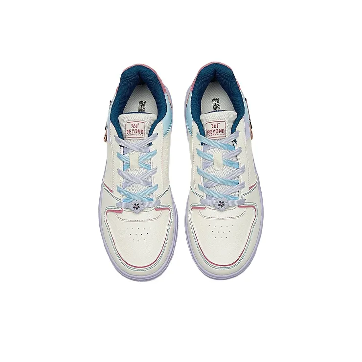 361° Anti Slip And Wear Resistant Lightweight Low Top Skateboard Shoes Women's White Blue-1