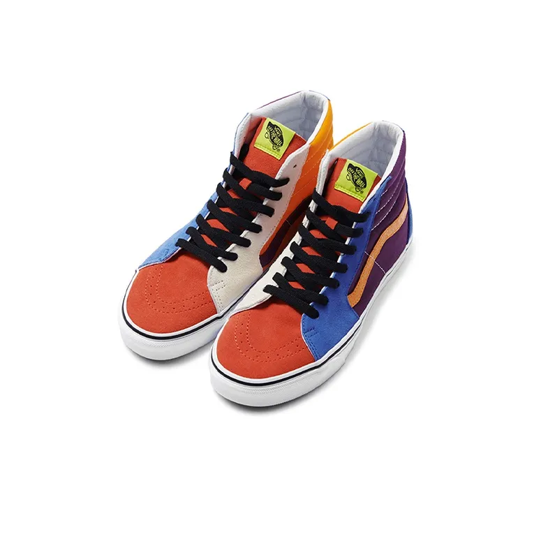 Vans SK8 HI Retro High Top Casual Skate Shoes Unisex Yellow Purple Splicing 'Yellow Purple Blue'-2