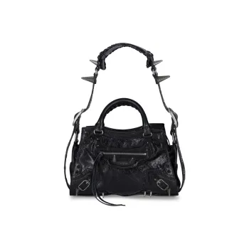 Balenciaga Lambskin Handbag Shoulder Bag Women's Black