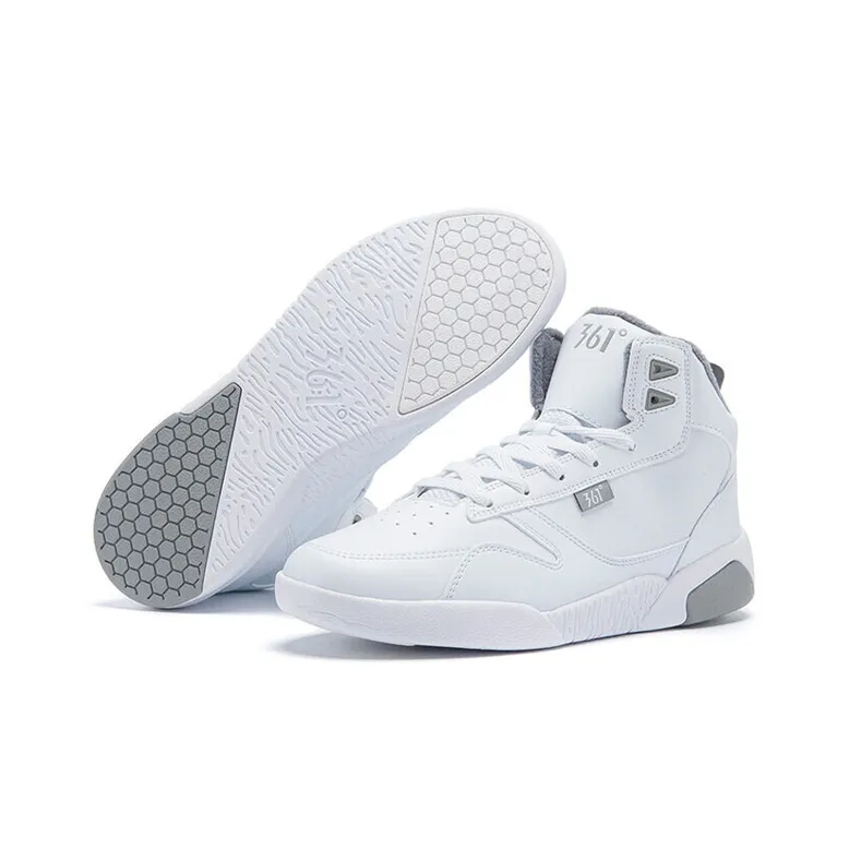 361° Anti Slip Wear Resistant High Top Skateboard Shoes White Gray-3