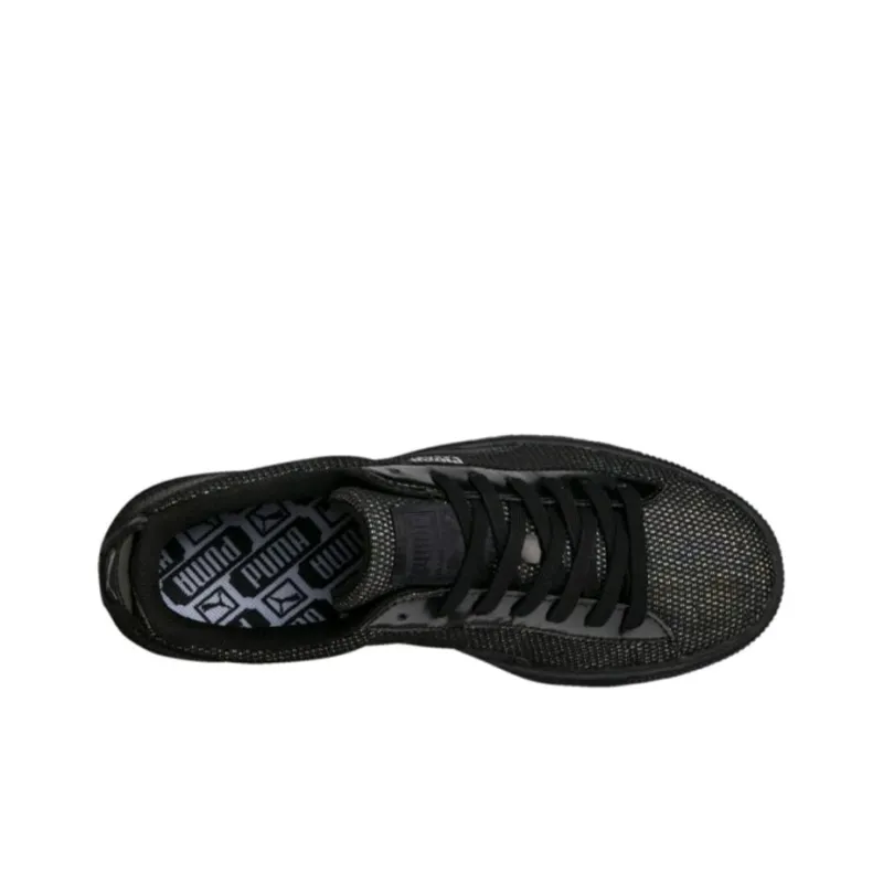 PUMA Basket Reset Reset Slip-Resistant Cushioning Coverage Low-Top Skateboard Shoes Women's Black-3