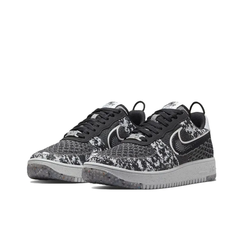 Nike Air Force 1 Low Crater Flyknit Black White Melange-2
