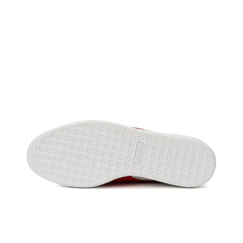 PUMA Suede Slip Resistant Low Top Skateboard Shoes Unisex White Red-4