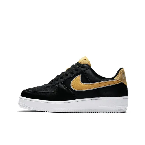 Nike Air Force 1 Low Satin Black Wheat Gold Women's