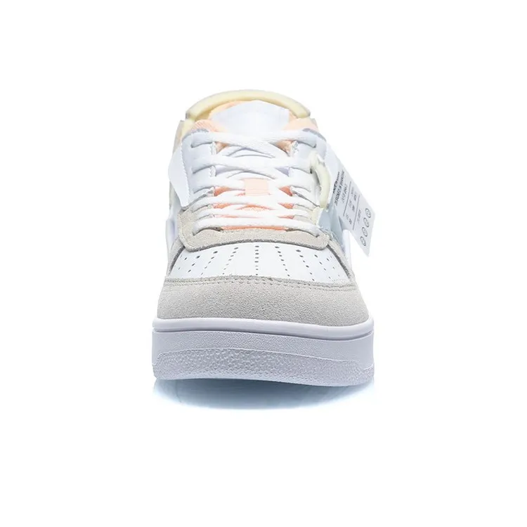LiNing CF Disordered Anti Slip Wear Resistant Low Top Skateboard Shoes White Gray Pink-3