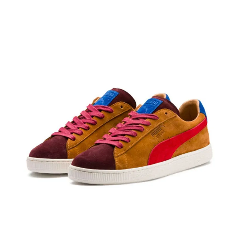 PUMA Suede Mie Non slip Lightweight Low Top Skateboard Shoes Unisex Brown Red-2
