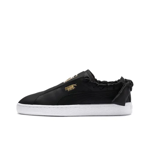 PUMA Basket Skateboard Shoes Women's Low-Top Black/Gold