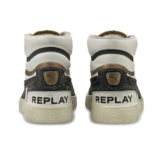 PUMA Replay X PUMA Ralph Sampson Mid Shoes Black/White/Gold-4