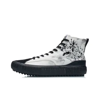 Disney x LiNing Slip Resistant Lightweight Wear Resistant High Top Skateboard Shoes Men's Phantom Black