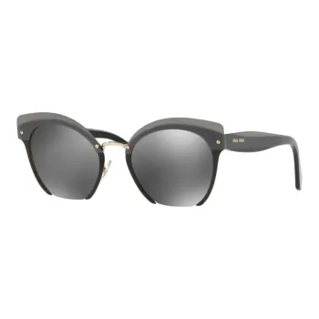 MIU MIU Acetate Metal Oval Sunglasses Women's Black