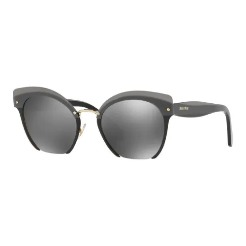 MIU MIU Acetate Metal Oval Sunglasses Women's Black