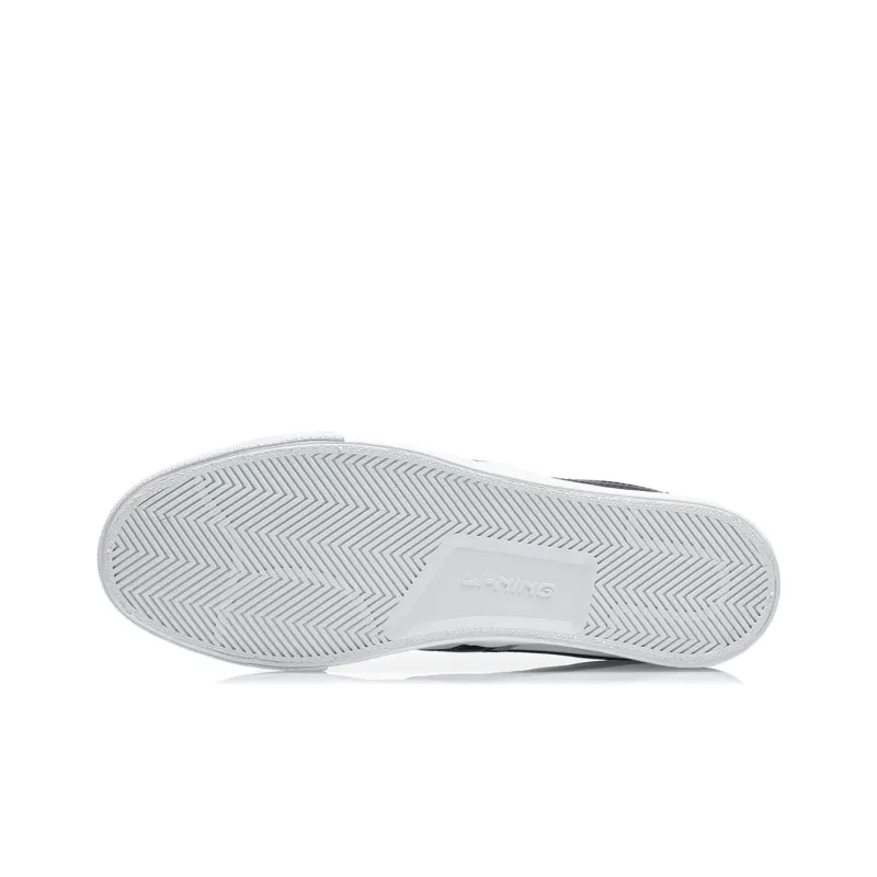 LiNing Wear Resistant Low Top Skateboard Shoes Men's White Black-6