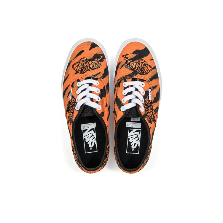 Vans Unisex Authentic Low Top Sneakers Black/Orange-3