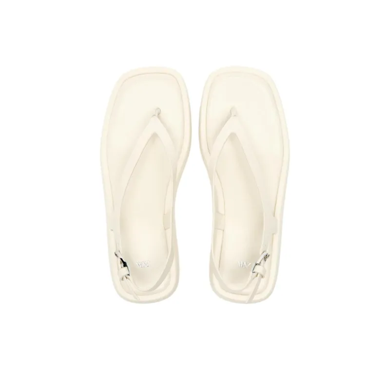 ZARA Strap Sandals Women's Light Beige Yellow-2