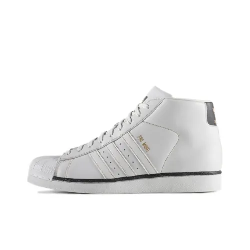 Adidas Originals Pro Model Wear-Resistant Slip-Resistant High-Top Skateboard Shoes Men's Cloud White