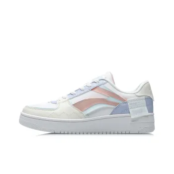 LiNing Anti Slip And Wear Resistant Lightweight Balance Low Top Skateboard Shoes Women's White Pink Purple