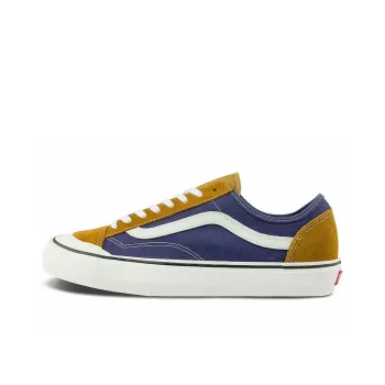 Vans Style 36 Splicing Contrasting Colors Low Tops Casual Skateboarding Shoes Unisex Navy Blue Yellow