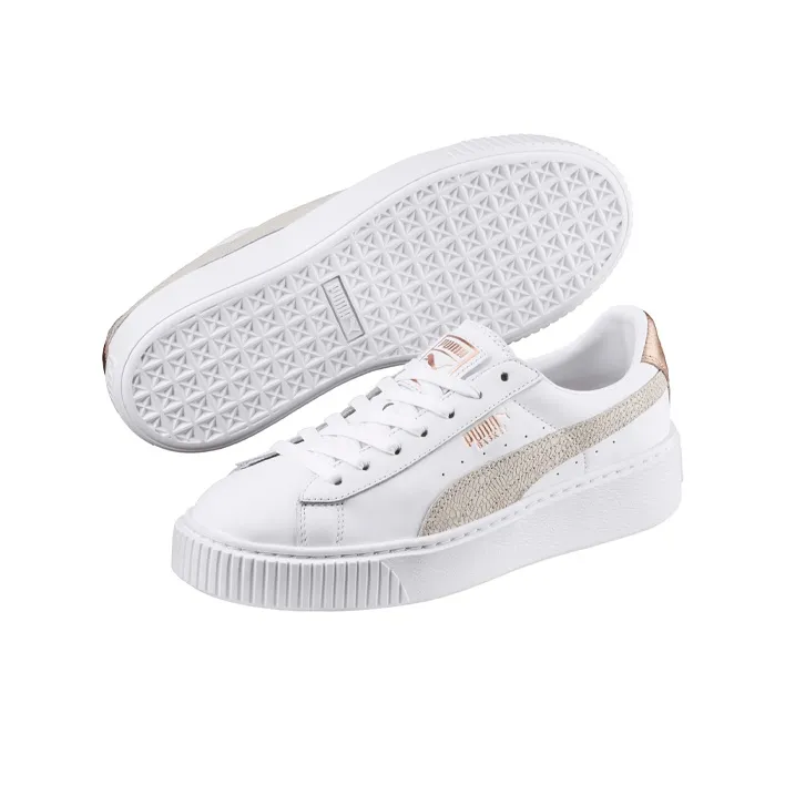 PUMA Basket Platform Euphoria Rg 'White Gray Gold' Women's-4