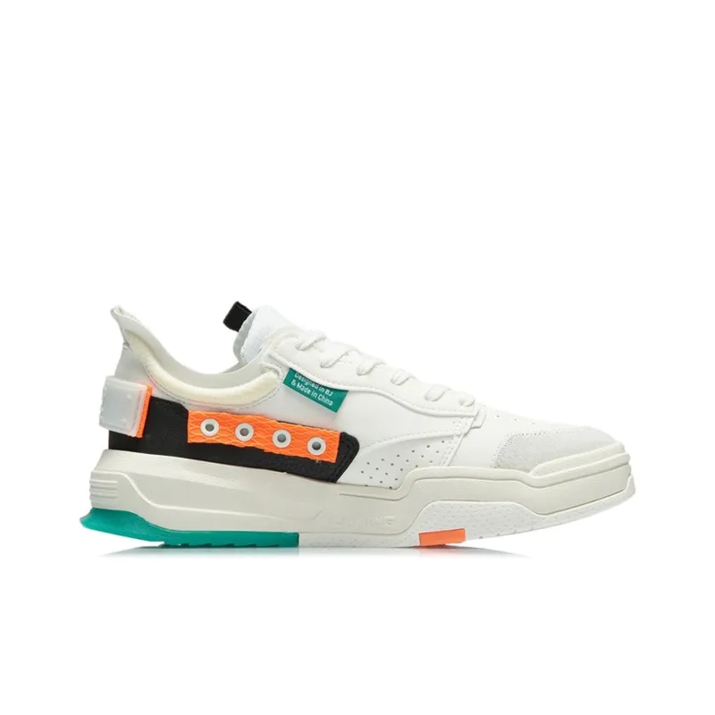 LiNing Cushioning Wear-Resistant Low-Top Skateboard Shoes Women's White Black-1