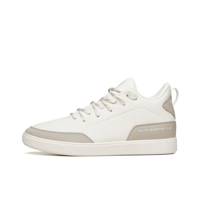 Anta Abrasion-Resistant Slip-Resistant Low-Top Skateboard Shoes Men's Ivory White-0