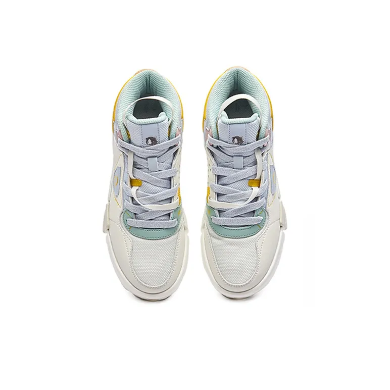 Erke Extra-Stretch Anti-Slip Wear-Resistant High-Top Skateboard Shoes Women's White Blue-2
