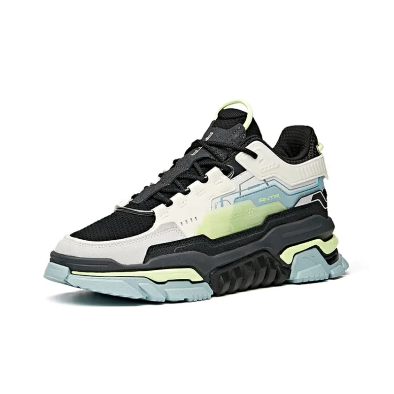 Anta Dieying Slip Resistant Coverage Wear Resistant Low Top Skateboard Shoes Men's Black White Gray-1