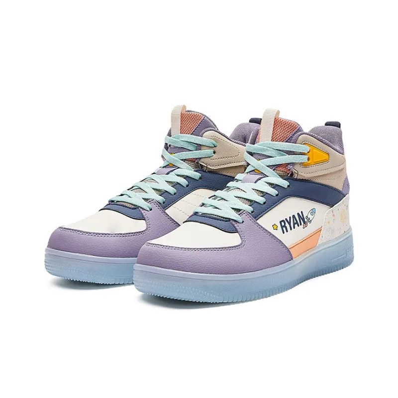 361° Warm Anti Slip And Wear Resistant High Top Skateboard Shoes Women's White Purple Orange-3