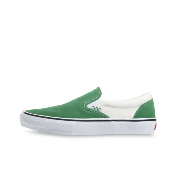 Vans Slip on Turn Fur Splicing Low Top Casual Canvas Skate Shoes Unisex Retro Green