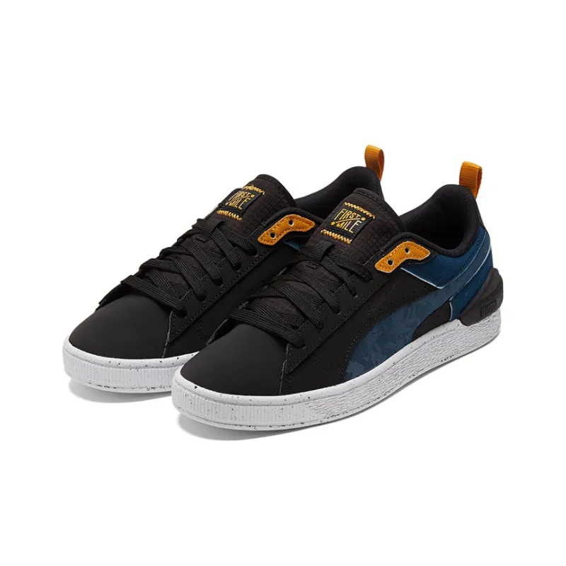 PUMA Unisex Suede Bloc Low Top Sneakers Blue/Black-2