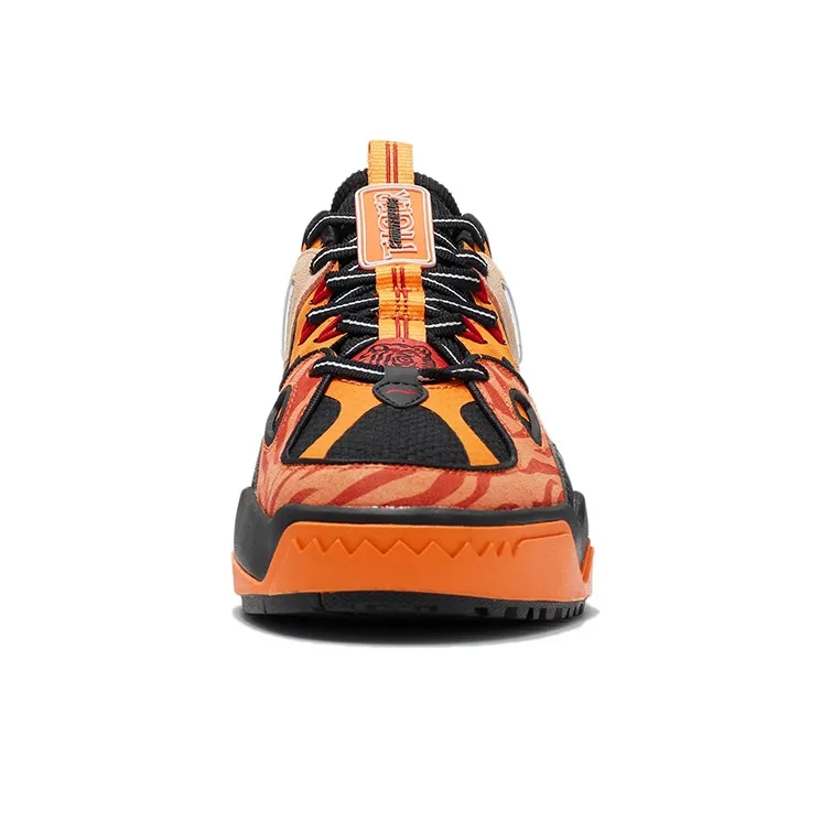LiNing CF Anti-Slip Wear-Resistant Low-Top Skateboard Shoes Men's Black Orange-4