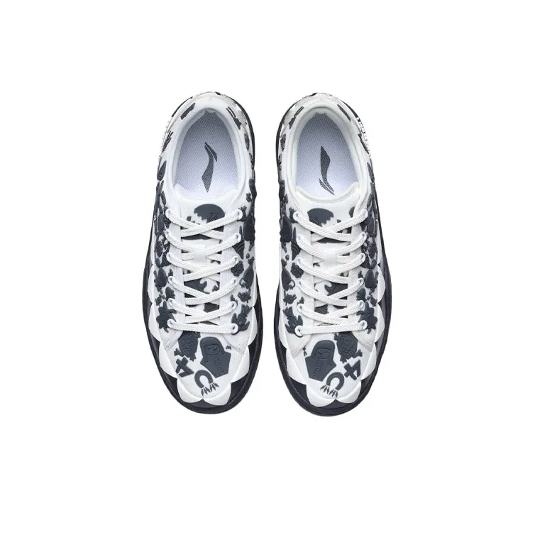 LiNing CF Pursuit Lightweight Anti-Slip And Wear-Resistant Low-Top Skateboard Shoes Unisex White Gray-3