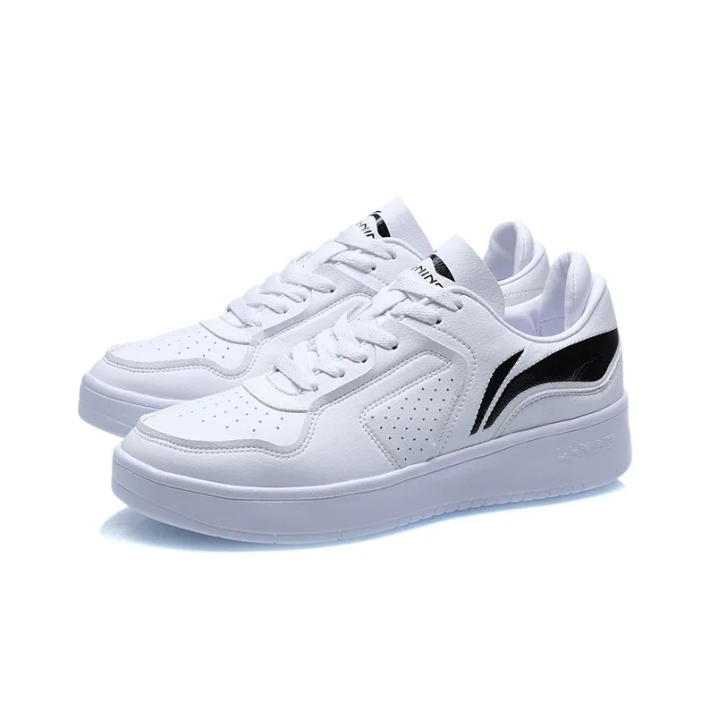 LiNing Street Player Thermal Waterproof Coverage Low Top Skateboard Shoes Men's White Black-2