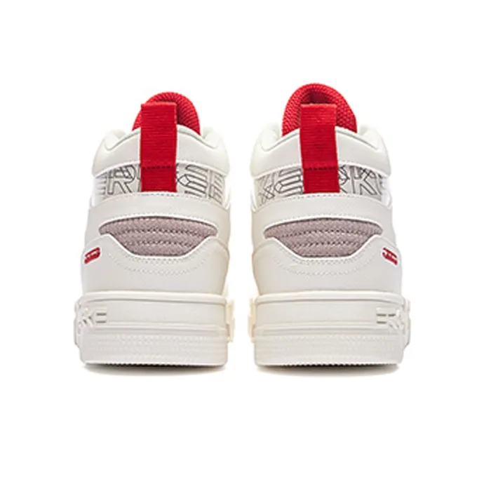 Erke Battery Panda Coverage Warm Slip Resistant Mid Top Skateboard Shoes Men's White Red-3