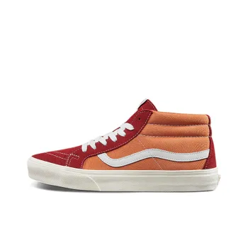 Vans Sk8 mid Retro Mid Top Casual Skate Shoes Unisex Red Orange Splicing 'Orange Red'