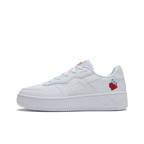 361° Slip Resistant Lightweight Breathable Low Top Skateboard Shoes Women's White Red