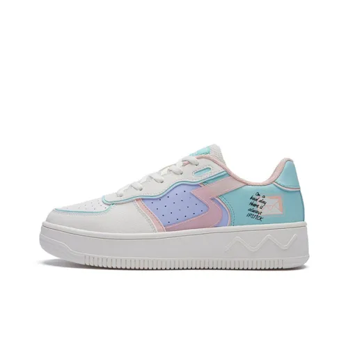 361° Deconstruction Slip-Resistant Lightweight Breathable Low-Top Skateboard Shoes Women's White Cyan