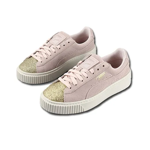 PUMA Suede Platform Glam Non-slip Lightweight Low-Top Skateboard Shoes Unisex Pink-1