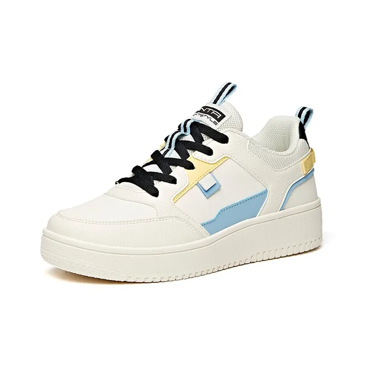Anta Slip Resistant, Abrasion Resistant, Lightweight Low Top Skateboard Shoes Women's White Black Blue-1